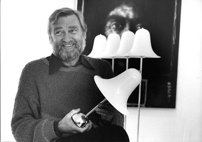 Verner Panton z lampą Pantop swojego projektu