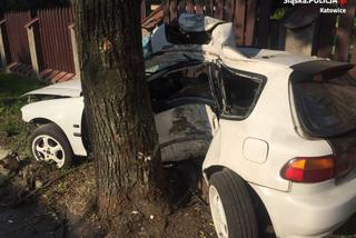 Śmiertelny wypadek w Katowicach. 18-letni kierowca uderzył w drzewo i zginął na miejscu