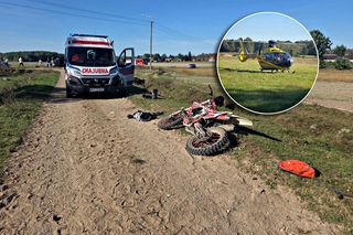 Tragedia na drodze. Wjechał w krowę motocyklem. Zwierzę nie żyje, lądował śmigłowiec LPR