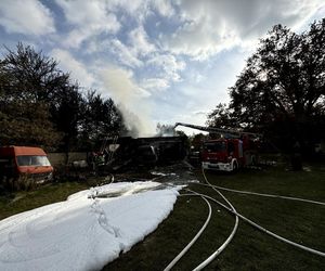 Łódź. Ogromny pożar garażu. Spłonęło kilkanaście pojazdów [ZDJĘCIA].