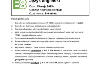 Egzamin ósmoklasisty 2025 angielski - ARKUSZ CKE, ODPOWIEDZI, ZADANIA, DO POBRANIA [15.05.2025]	