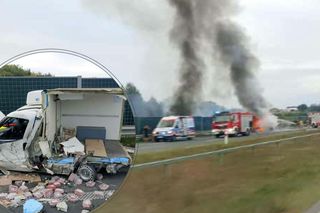 Poważny wypadek na S5 pod Bydgoszczą. Ciężarówka stanęła w płomieniach