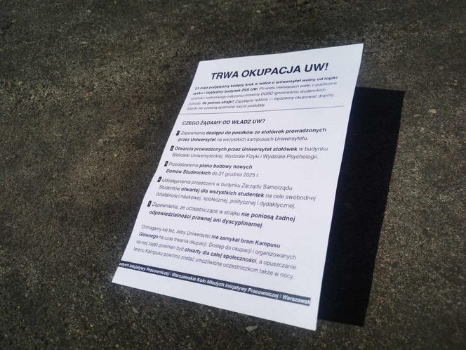 Bunt studentów na UW. Okupują siedzibę samorządu na Krakowskim Przedmieściu