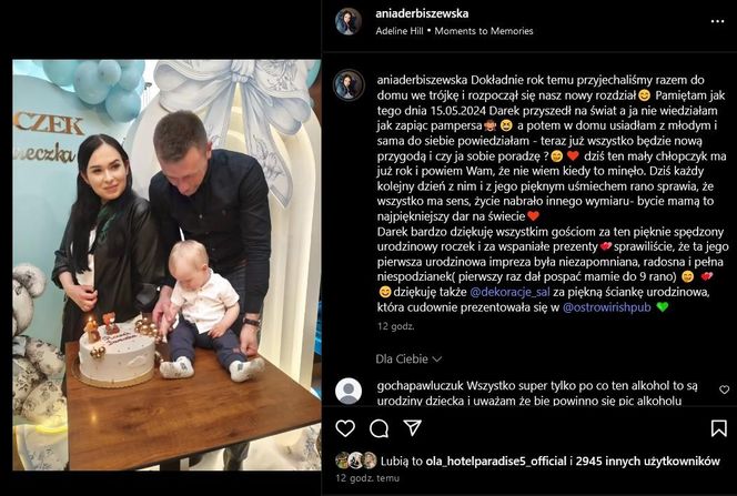 Roczek synka Anny Derbiszewskiej 