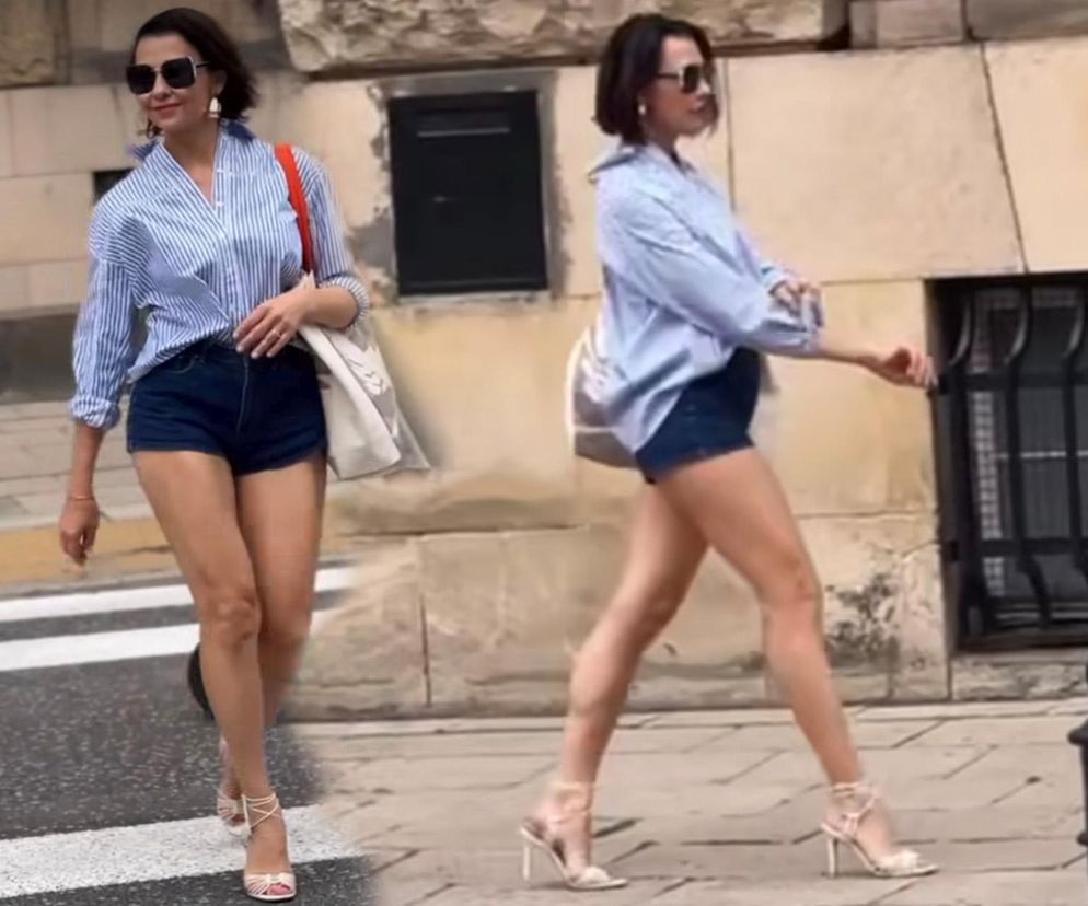 Anna Popek w krótkich szortach paraduje po mieście.