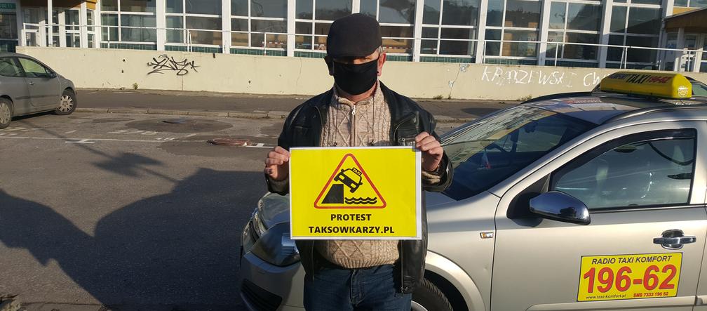 Protest taksówkarzy w Bydgoszczy 