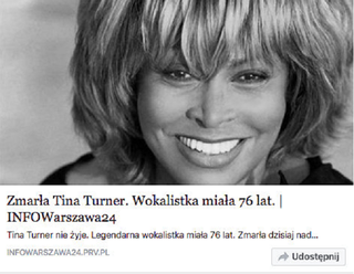 Tina Turner nie żyje? Wpadka TVP2!