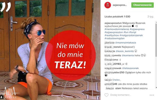 Małgorzata Rozenek w Azja Express - cytaty