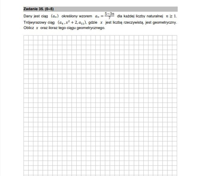 Matura poprawkowa z matematyki 2021  - zadanie otwarte 35 (5 punktów)