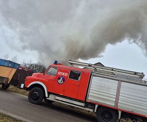 Kilkanaście wozów strażackich gasiło pożar miejscowości Kalinowy Dół 