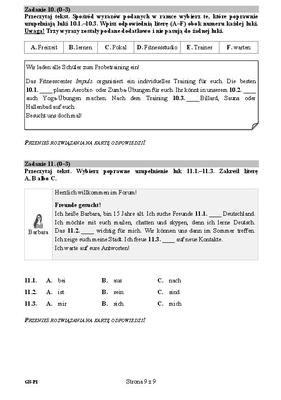 Egzamin gimnazjalny z języka niemieckiego, arkusze poziom podstawowy 9