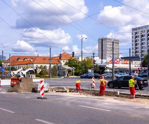 Prace przy zazielenianiu pl. Bankowego w Warszawie