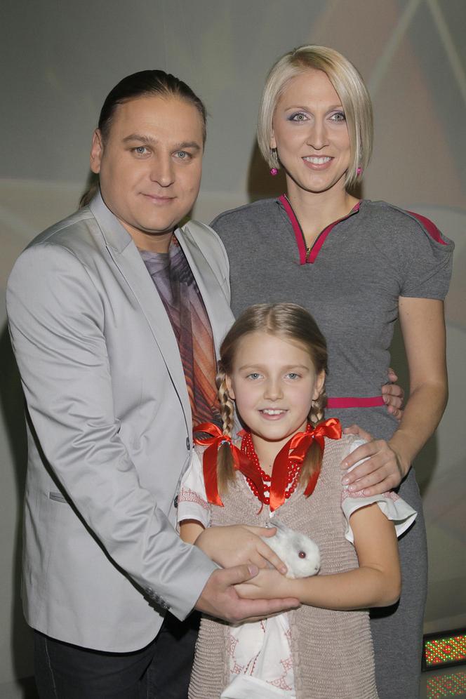 Paweł Golec z żoną i córką w 2013 roku