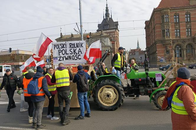 Protest rolników w Pomorskiem. Blokady na drogach krajowych i w centrum Gdańsk