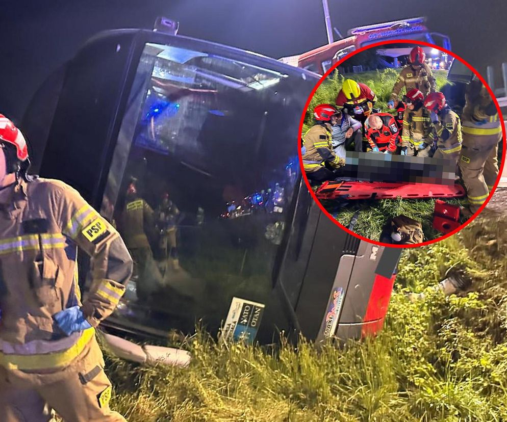 Format: Wypadek autokaru z amerykańskim żołnierzami na A4 pod Jaworem. Jest wielu rannych. Żołnierkę zabrał śmigłowiec [ZDJĘCIA].
