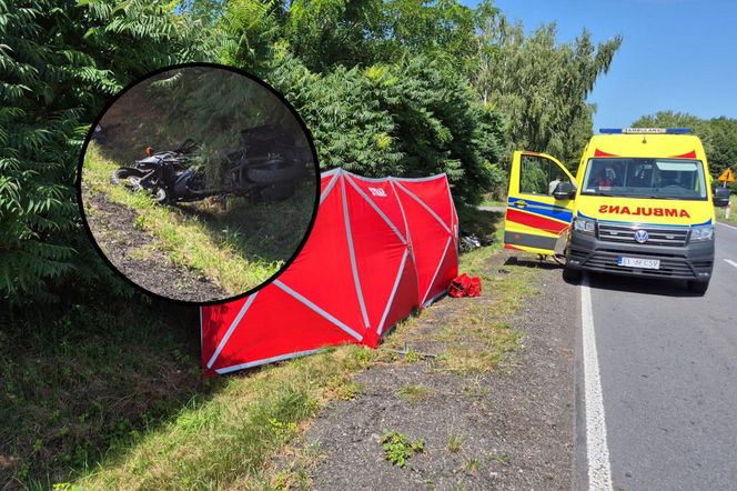 Śmiertelny wypadek pod Łęczycą. 28-letni motocyklista uderzył w tył tira [ZDJĘCIA]