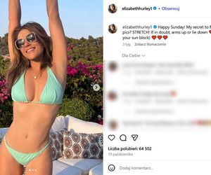 Emerytka Liz Hurley wygina się w bikini. Pozuje w luksusowej willi ojca kontrowersyjnej gwiazdy
