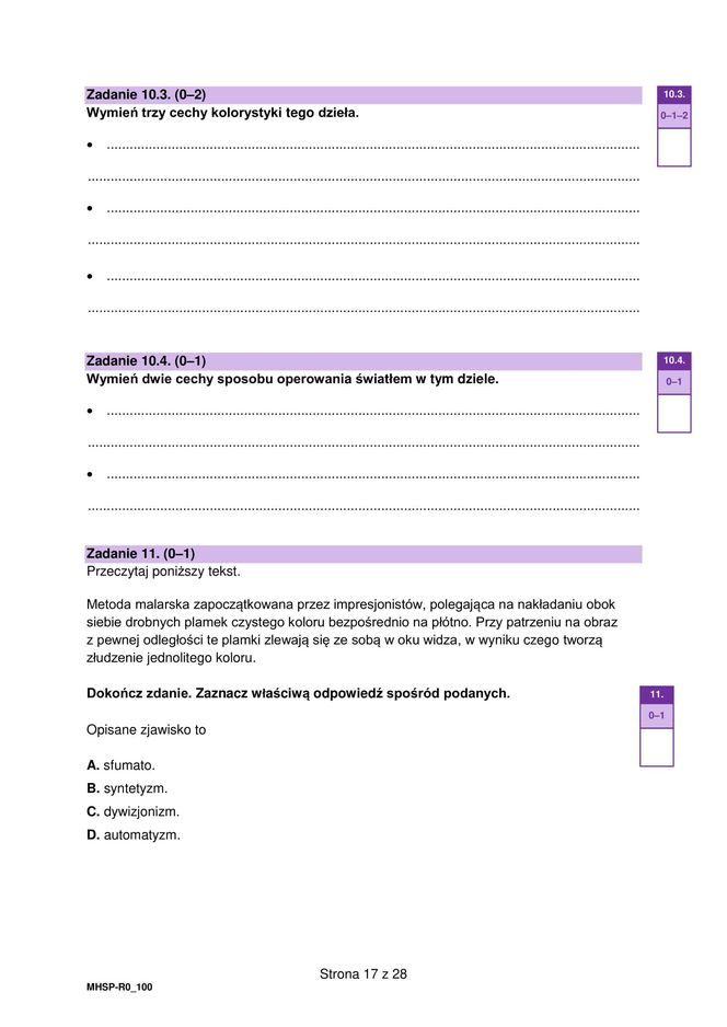 Matura 2025 historia sztuki - arkusz CKE 14.05.2025 - Formuła 2023