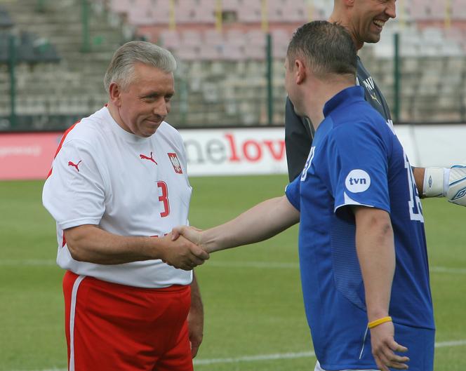 Andrzej Lepper na meczu