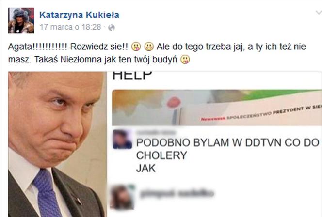 Obraża prezydenta, prezesa i Pierwszą Damę