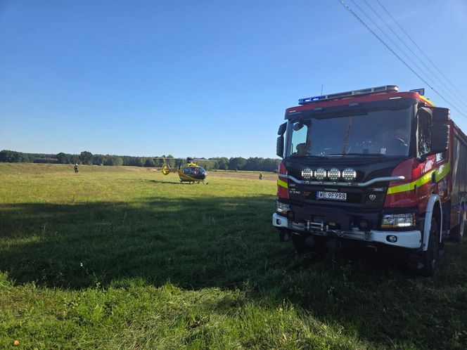 Tragedia na drodze. Wjechał w krowę motocyklem. Zwierzę nie żyje, lądował śmigłoiwec LPR