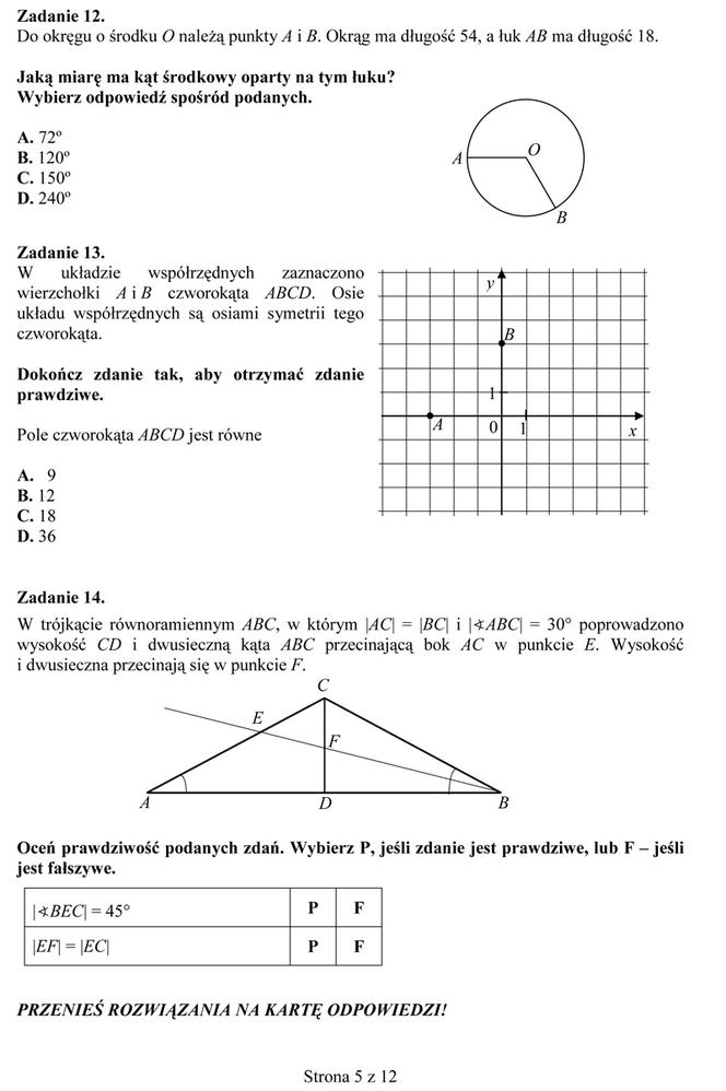 Próbny egzamin gimnazjalny - Matematyka