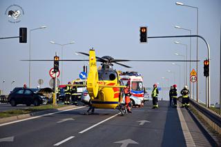 Poważny wypadek w Pruszkowie. Do akcji ratunkowej musiał zostać użyty śmigłowiec