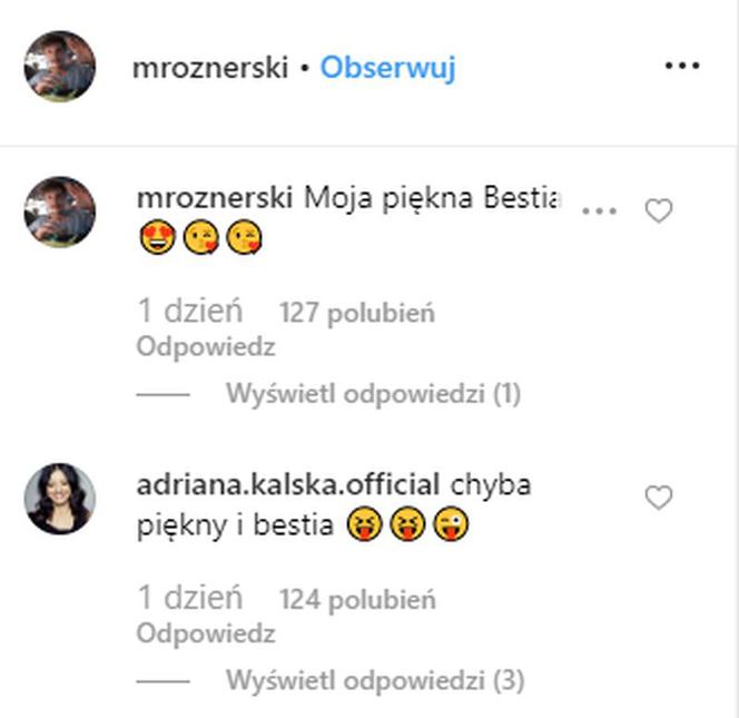 Adriana Kalska i Mikołaj Roznerski na Instagramie