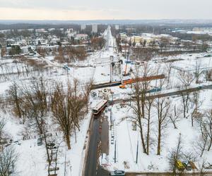 Budowa wiaduktu nad linia kolejową w Sosnowcu