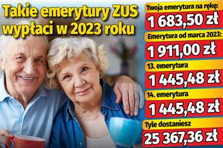 Takie emerytury ZUS wypłaci w 2023 roku
