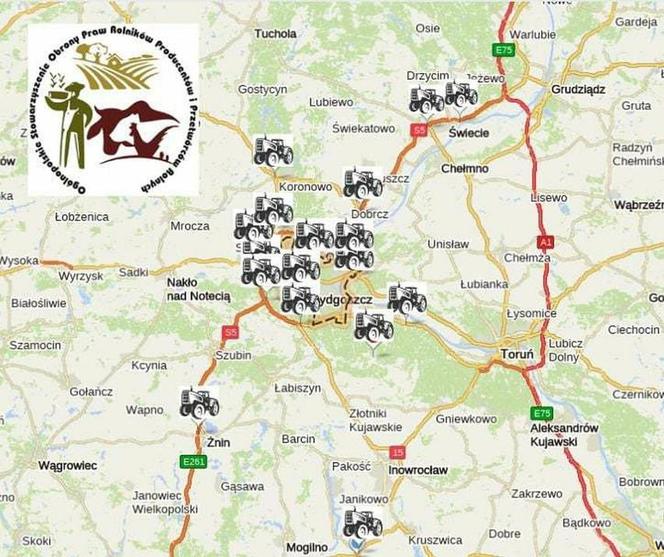Rolnicy tego dnia znów zablokują Bydgoszcz i drogi dojazdowe. „Nie poddamy się!” [MAPA]