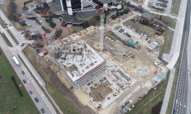 Budowa wieżowców Sky Trust przy Solidarności w Kielcach - luty, marzec 2024