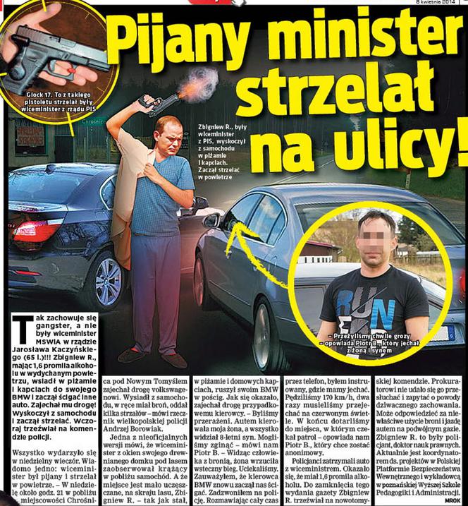 Pijany minister strzelał na ulicy