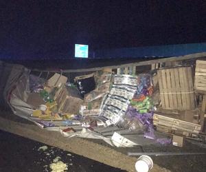 Autostrada A1 w Częstochowie zablokowana. Ciężarówka leży na jezdni