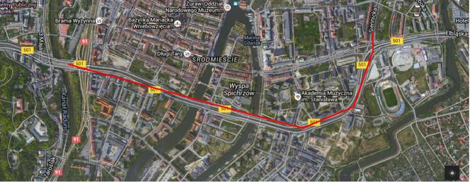 Przebudowa trasy, obejmować będzie odcinek ul. Podwale Przedmiejskie od ul. Okopowej do ul. Elbląskiej, o długości ok. 2 km.