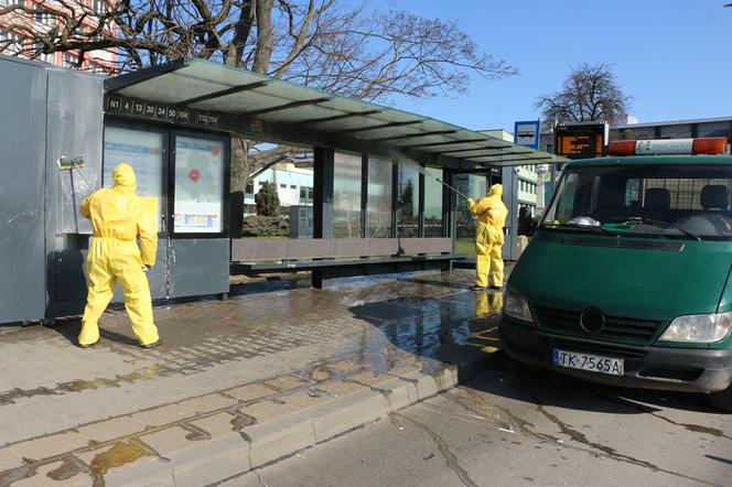 Wielkie mycie przystanków autobusowych w Kielcach