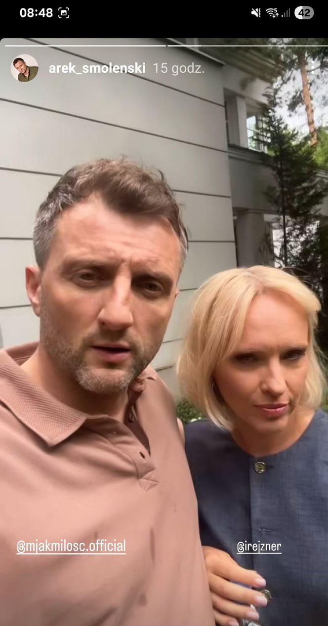 M jak miłość nowy sezon. Bartek (Arkadiusz Smoleński), Dorota (Iwona Rejzner) na planie