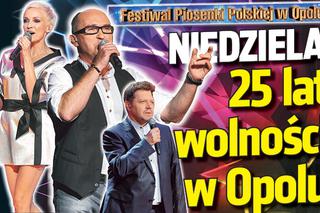 Opole 2014 niedziela. Program na dzień trzeci. Gwiazdy grają koncert 25 lat! Wolność - kocham i rozumiem!