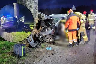 Rurzyca. Osobówka wypadła z drogi i zatrzymała się na drzewie. Nie żyje mężczyzna