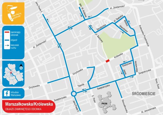 Weekendowe remonty w Warszawie. Duże utrudnienia dla kierowców