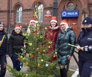 Pod Komendą Miejską Policji w Olsztynie stanęła oryginalna choinka. Każdy może ją rozebrać [ZDJĘCIA]