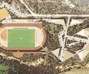 Stadion lekkoatletyczny na terenie dawnego kamieniołomu