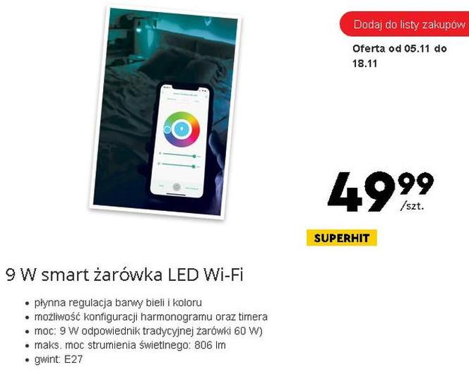 Żarówka LED Wi-Fi - cena: 49,99 zł