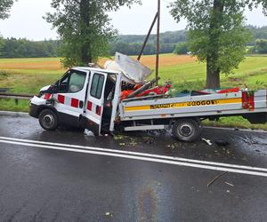 Drzewo spadło na busa służby drogowej. 56-latek nie żyje, cztery osoby ranne