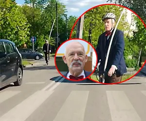 Janusz Korwin-Mikke ze sztywną rurą na środku ulicy. Co on wyrabia?! [WIDEO]
