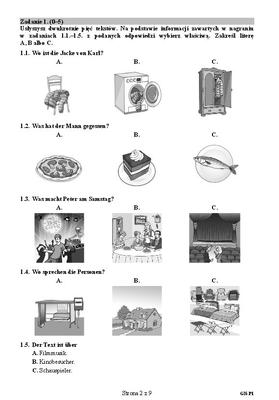 Egzamin gimnazjalny z języka niemieckiego, arkusze poziom podstawowy 2