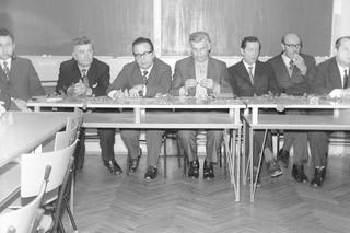 Spotkanie pedagogów z powiatu łapskiego z przedstawicielami władz; w szkole w Uhowie, 1973 rok