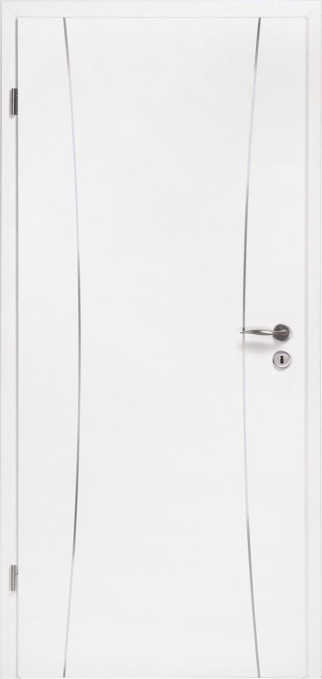 Drzwi wewnętrzne z serii DesingLine, model Steel 27 Duradecor, lakier biały