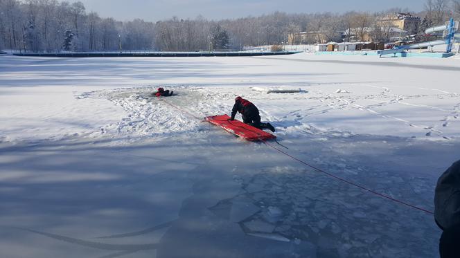 Pokazy ratownictwa lodowego na terenie kąpieliska Słupna w Mysłowicach