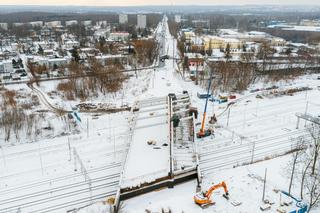 Budowa wiaduktu nad linia kolejową w Sosnowcu